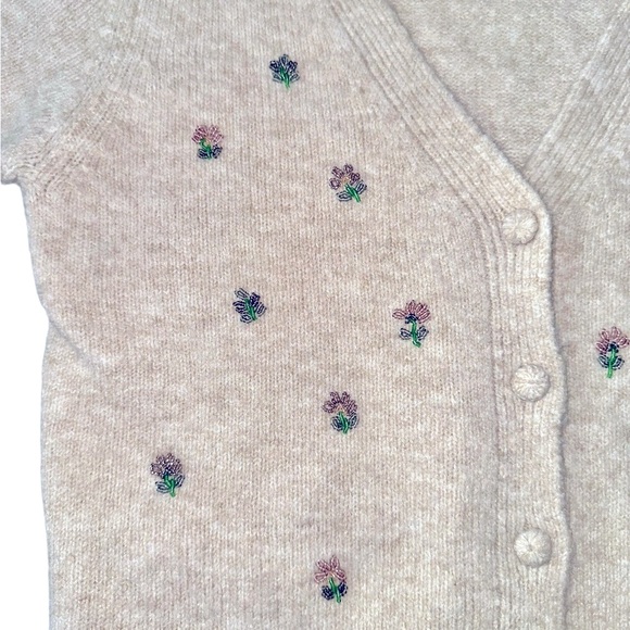 Lucky Brand Embellished Floral Flower Beads Beaded Button Front Cardigan Large - Picture 8 of 16